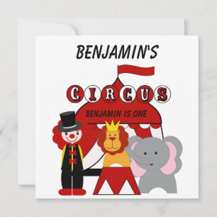 Cirque blanc et rouge personnalisé Invitation d'an