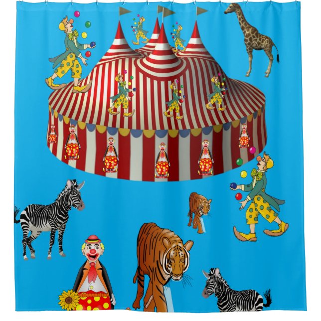 Cirque bleu rouge blanc rideau de douche pour enfa (Devant)