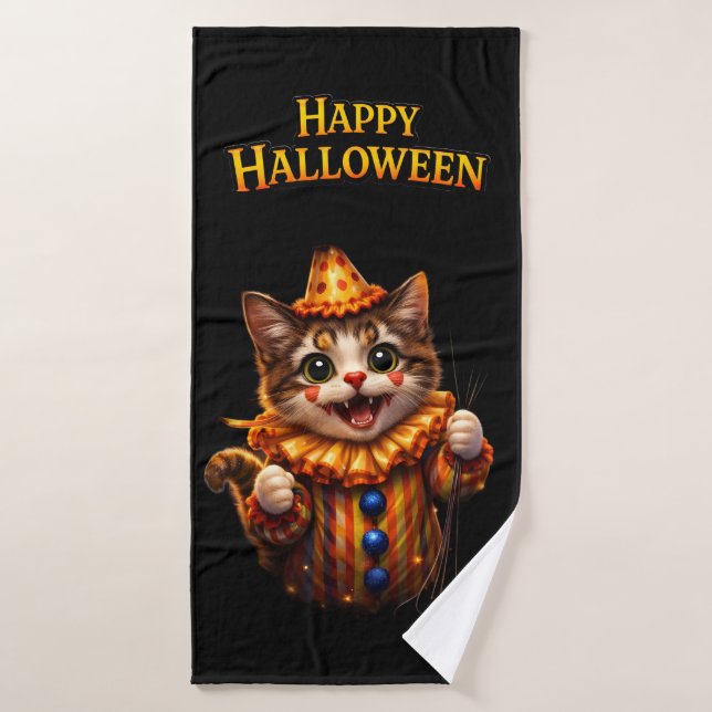 Cirque et chaton capricieux Halloween trois-pièces (Serviette de bain)