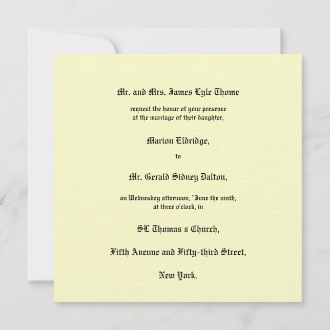 Cirque victorienne Faire-part de mariage de 1905 (Devant)