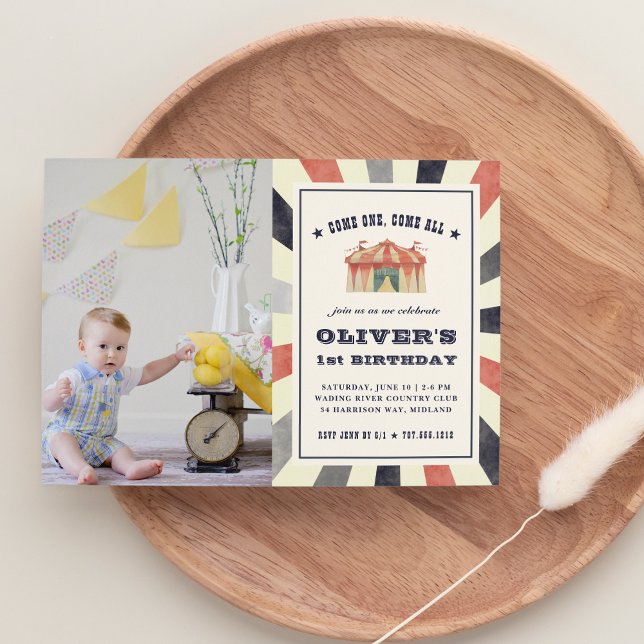 Cirque vintage Photo Anniversaire Fête Invitation (Créateur téléchargé)