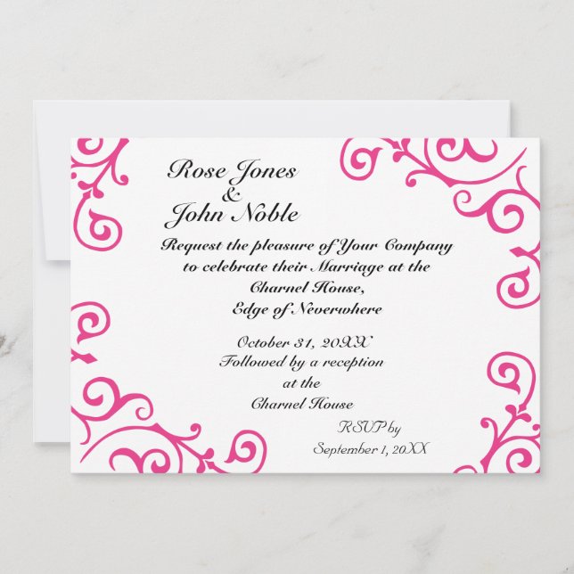 Cirrus Ivory (Magenta) Faire-part de mariage (Devant)
