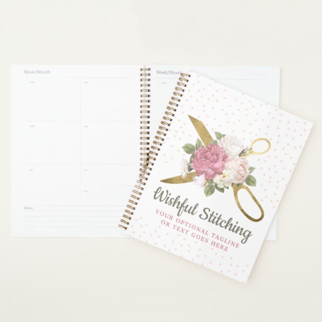 Ciseaux à coudre dorés et roses florales shabby ch (Devant avec enveloppe)