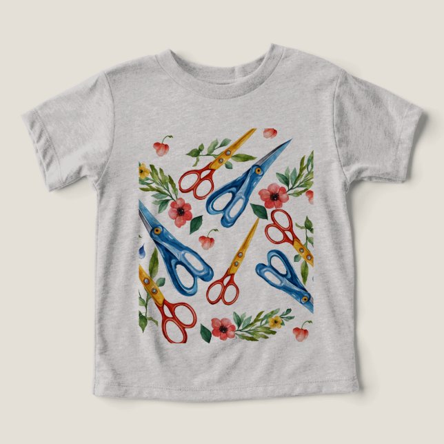 Ciseaux à l'aquarelle & Motif sans fin de fleurs s (Design Recto)