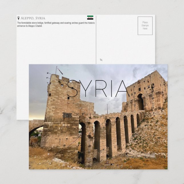 Citadelle d'Alep, Syrie Carte postale de voyage (Devant / Derrière)