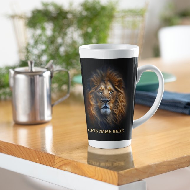 Citation amusante "I Love My Cat" Lion Latte Mug (Créateur téléchargé)