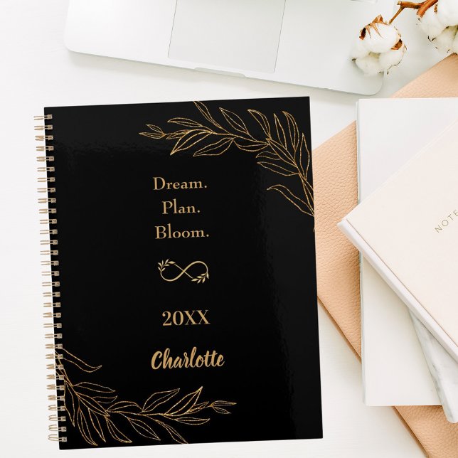 Citation botanique de motivation en or noir 2026 (Créateur téléchargé)