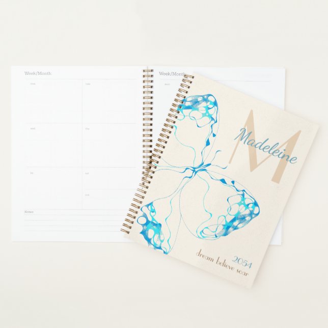 Citation chic Whimsical Elegant Butterfly Monogram (Devant avec enveloppe)