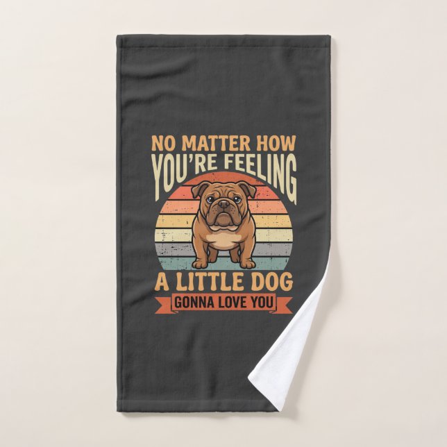 Citation d'amour de bouledogue drôle Rétro Chien (Serviette à main)