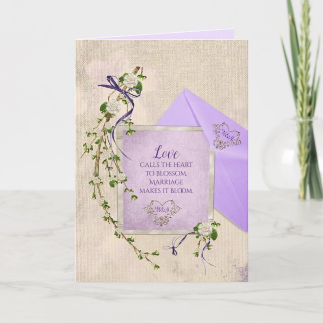 Citation d'amour mariage avec carte de branche flo (Devant)