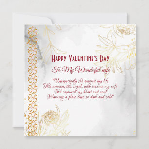 Citation d'amour romantique Floral Gold Wife Valen