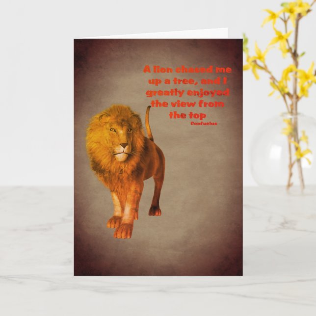 Citation d'attitude Lion Confucius Carte d'inspira (Fleur jaune)