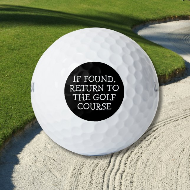 Citation de balle de golf perdue drôle Simple noir (Bold black design with clean contrast.)