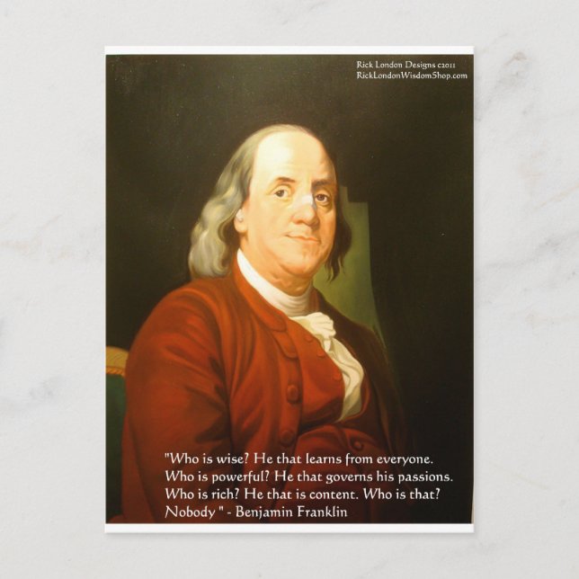 Citation de Ben Franklin (Ce qui est sage) Cartes  (Devant)