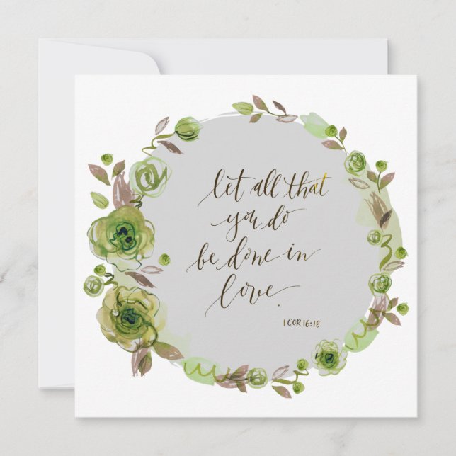 Citation de carte blanche Scripture Fleurs de cour (Devant)