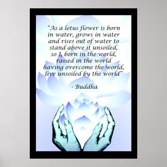 Citation De Fleurs De Bouddha Lotus Poster Bleu 2 Zazzle Fr