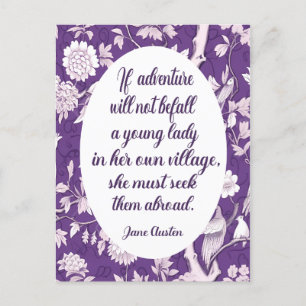 Citation de Jane Austen sur carte postale Aventure