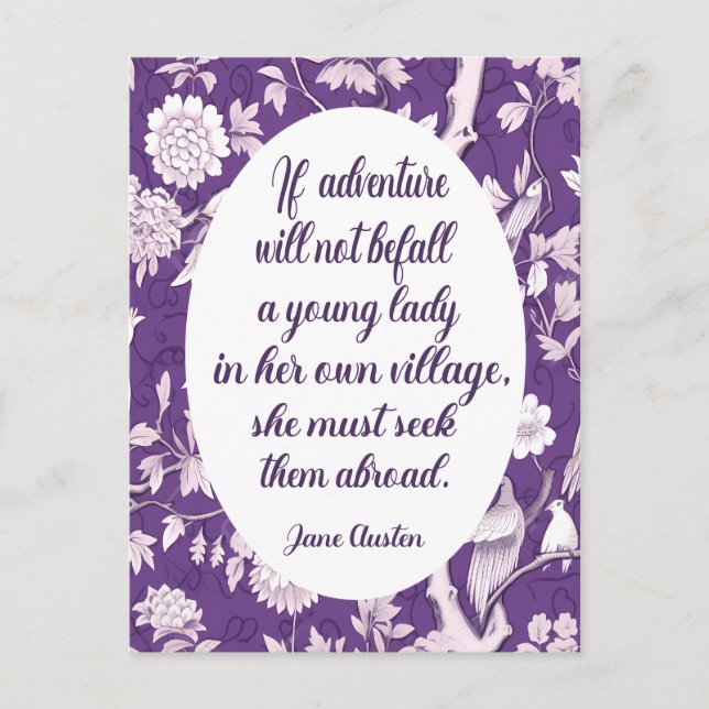 Citation de Jane Austen sur carte postale Aventure (Devant)