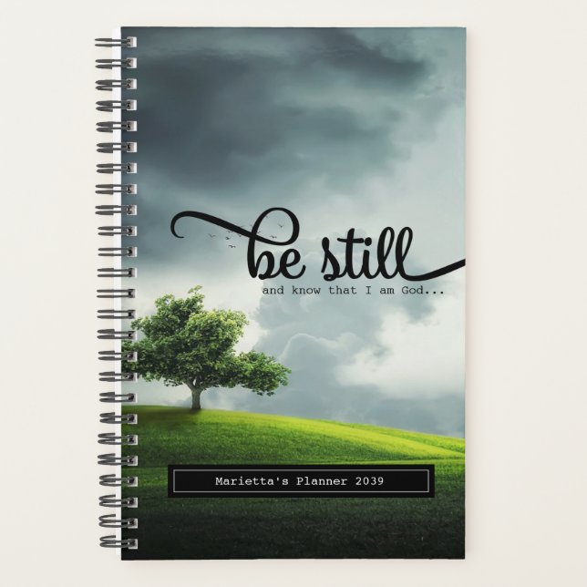 Citation de la Bible 'Be Still' 5,5 x 8,5 (Devant)