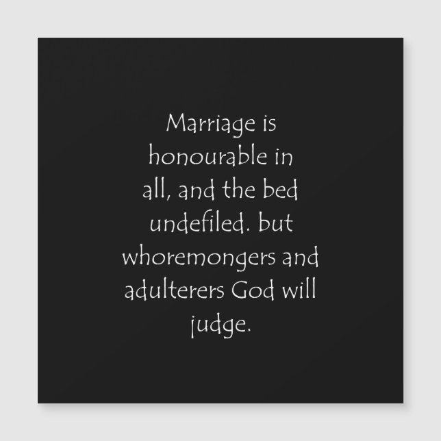 Citation de l'écriture Hébreux 13 4 (Devant)