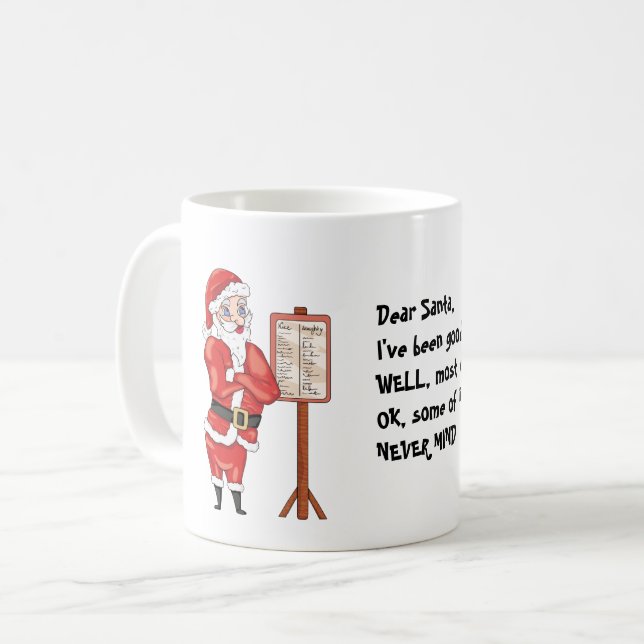 Citation de Noël drôle Cher Père Noël Mug (Devant gauche)
