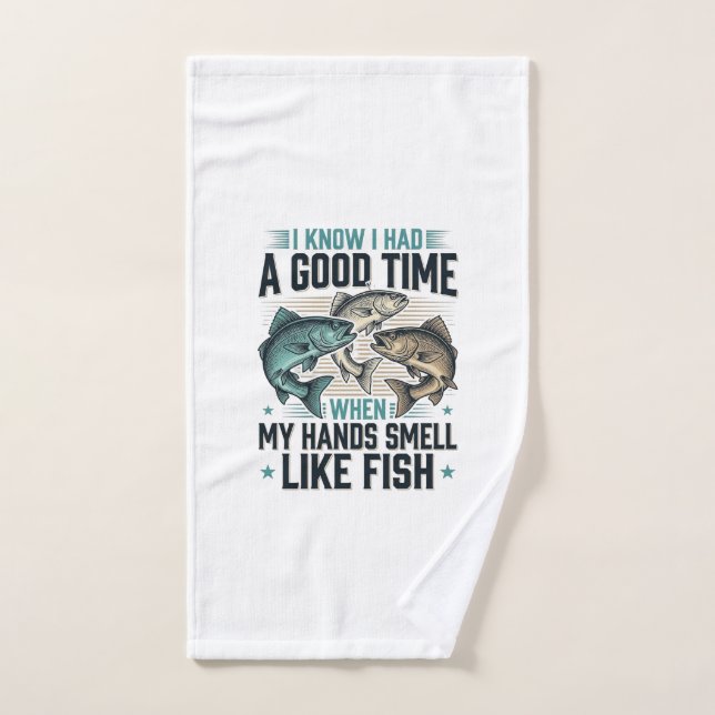 Citation de pêche drôle Gravure vintage vecteur co (Serviette à main)