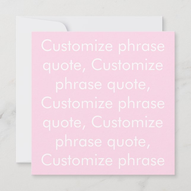 Citation de phrase personnalisée, carte rose clair (Devant)