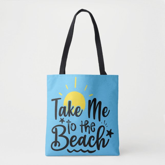 Citation de plage imprimé Sac fourre-tout bleu (Devant)