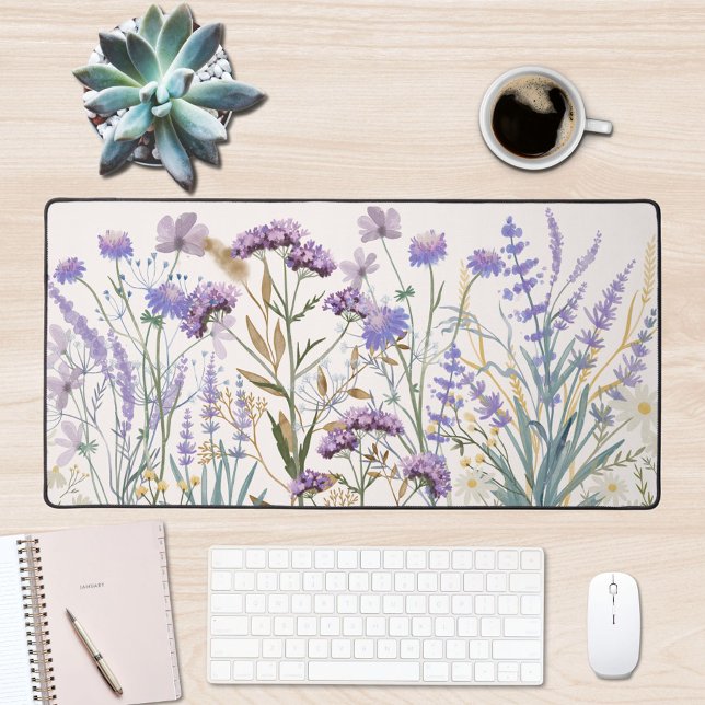 Citation de prairie de fleurs sauvages violettes à (In situ office desk)