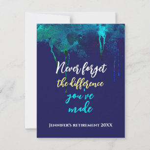 Citation de retraite N'oubliez jamais Aquarelle Bl