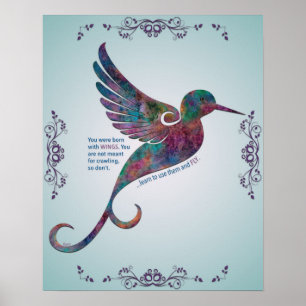 Citation de Rumi avec affiche de colibri