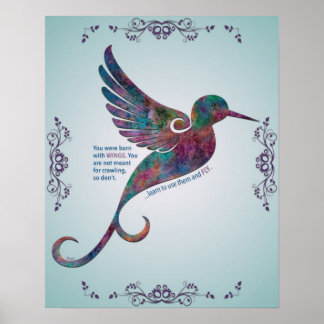 Citation de Rumi avec affiche de colibri