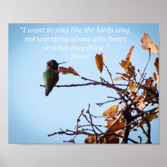 Citation de Rumi avec affiche de colibri (Devant)