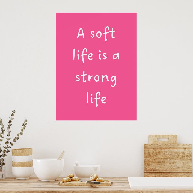 Citation de vie douce rose - Impression sur mur (Cuisine)