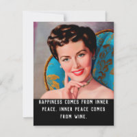 Citation de vin drôle Rétro Femme au foyer Carte d