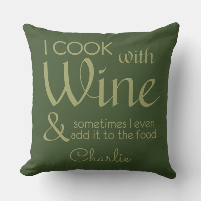 Citation de vin nom personnalisé lancer oreiller (Recto)