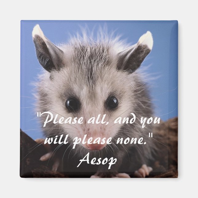 Citation d'esop et aimant d'opossum adorable (Devant)