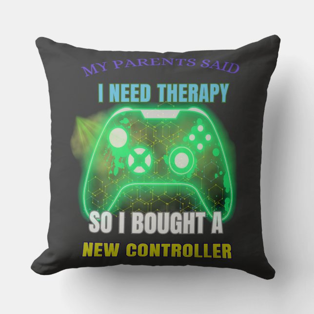 Citation drôle de joueur Manette Graphique Coussin (Recto)