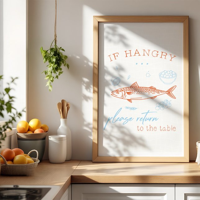 Citation drôle de poisson affamé Art de poster pou (Créateur téléchargé)