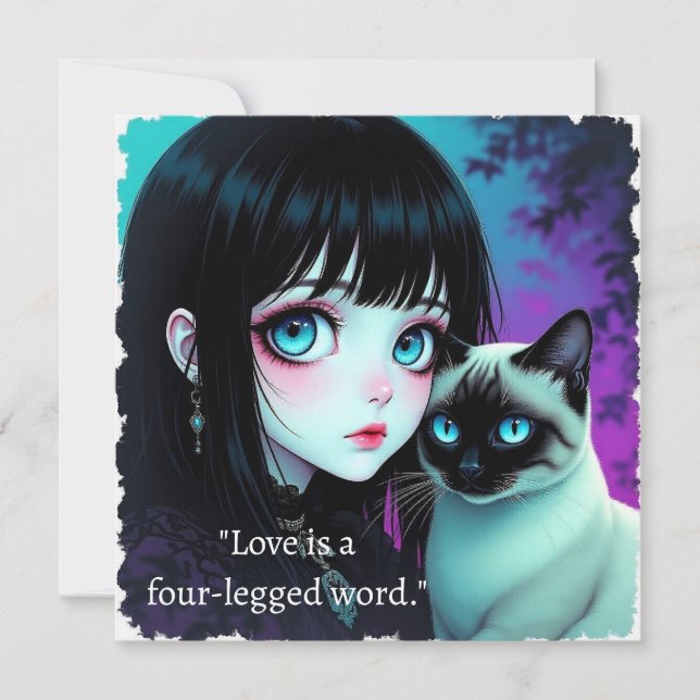Citation Fille Anime et Chat Siamois (Devant)