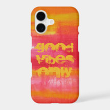 Citation "Good Vibes Only" Rose Rouge Jaune Abstra