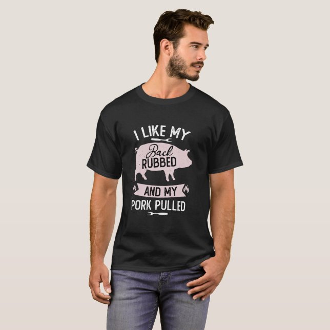 Citation Grillant BBQ Drôle Cochon Tiré T-Shirt Po (Devant entier)