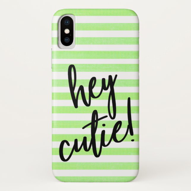 Citation HEY CUTIE sur Coque iPhone X rayé (Dos)