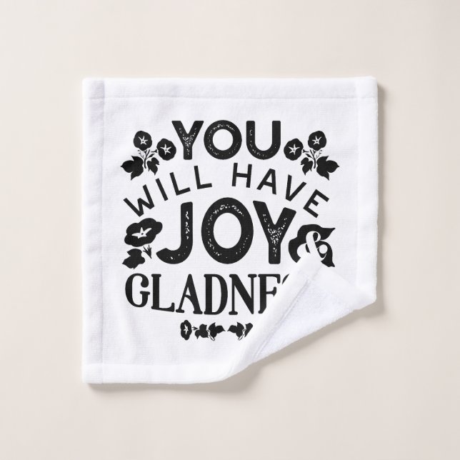 Citation Inspirante de Joie et de Félicité (Gant de toilette)