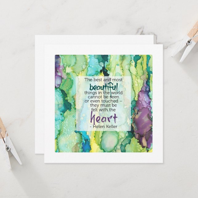 Citation inspirante d'Helen Keller, Belle Carte (Devant/Arrière en situation)