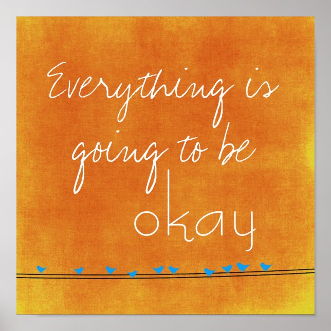 Citation inspirante et affiche Oiseaux sur fil (Devant)