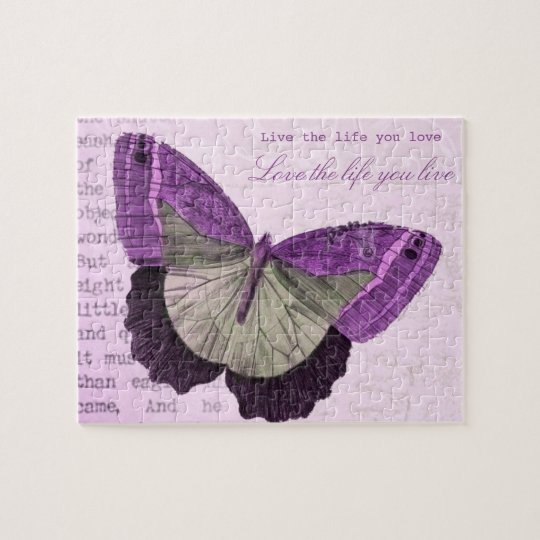 Citation inspirée de papillon girly rose vintage puzzle