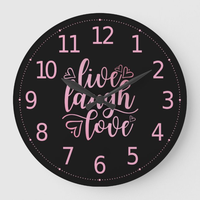 Citation Inspirer Live Love Laugh | Horloge murale (Recto)