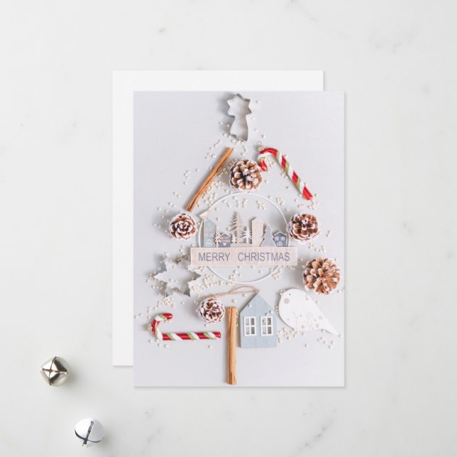Citation Joyeuse de Noël avec carte de vacances en (Devant/Arrière en situation)