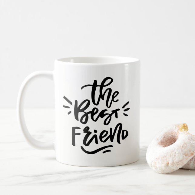 Citation Lettrée Main Noire Le Meilleur Ami Mug (Avec donut)